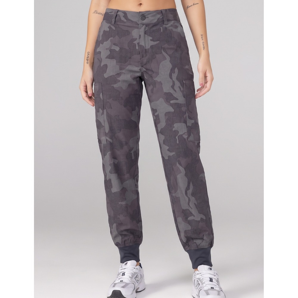🧡prAna Sky Canyon Joggers Women's 8 Gray Camo Stretch Nylon Cargo Hiking Pants